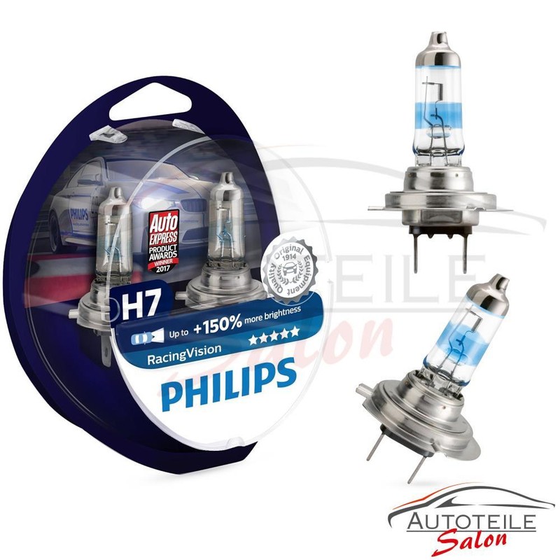 Philips RacingVision H7 bis zu 150% mehr Licht Halogenlampe 12972RVS2 Duo