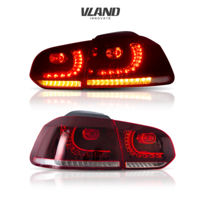 VLAND LED Tail Lights For VW GOLF MK6 GTI R 2010-2013 Cherry Red Sequential Type