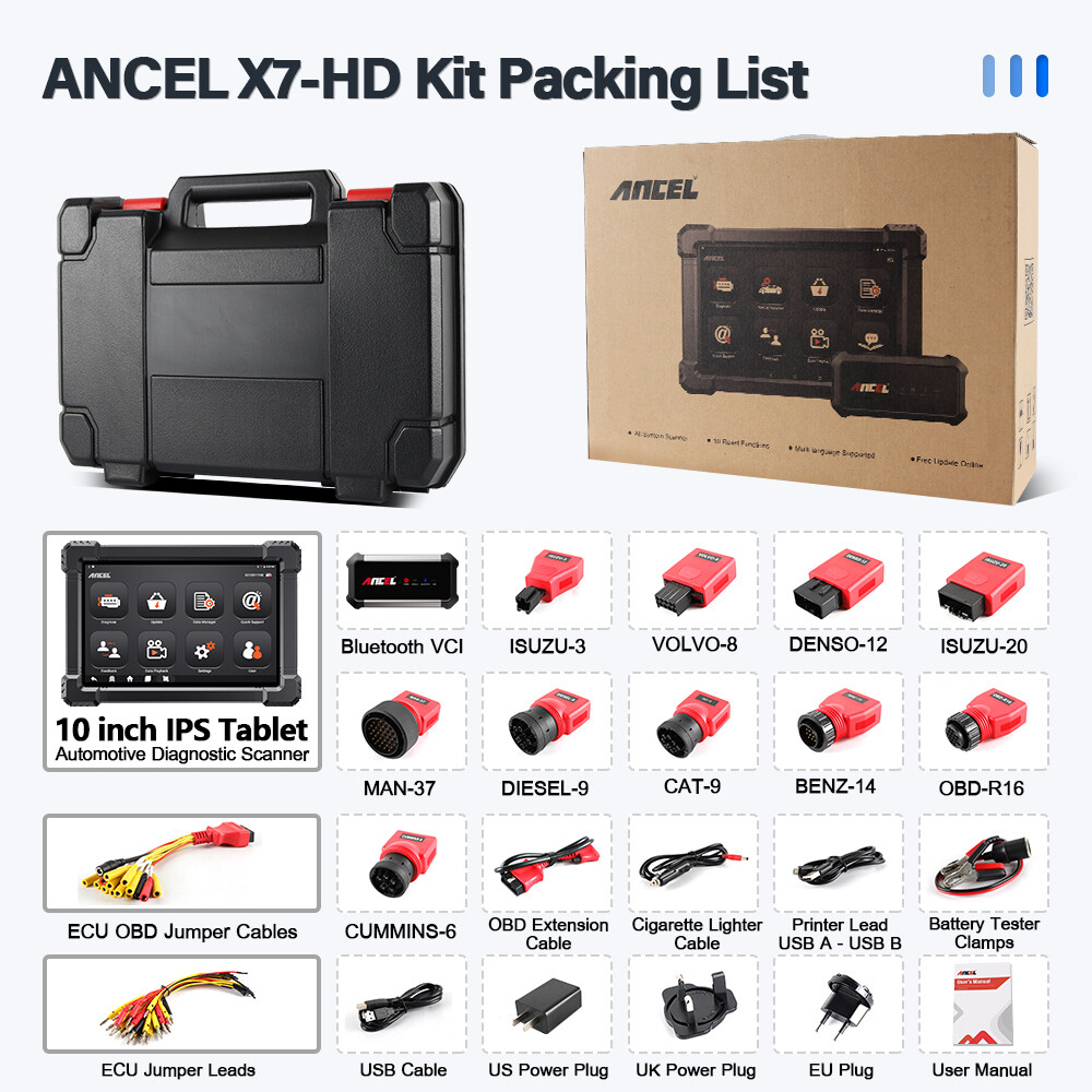 X7 HD 24V 12V Diesel Heavy Duty Truck Scanner ECU Coding All System DPF Regen