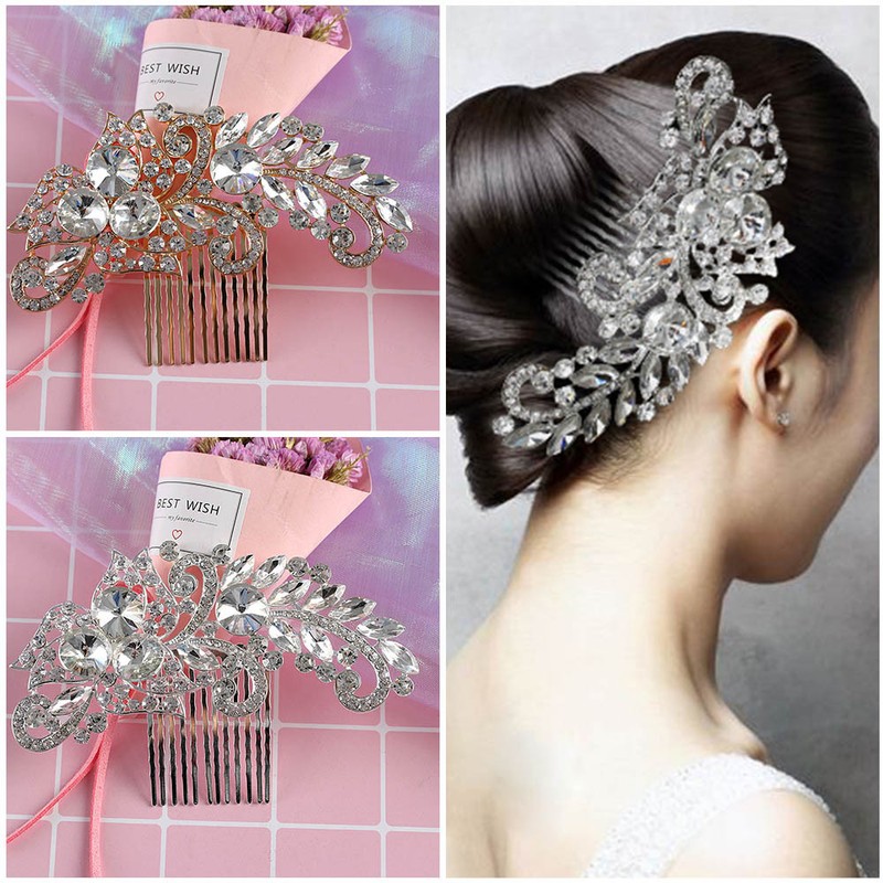 Large Bridal Crystal Hair Comb Hair Clip Pins Wedding Headpiece