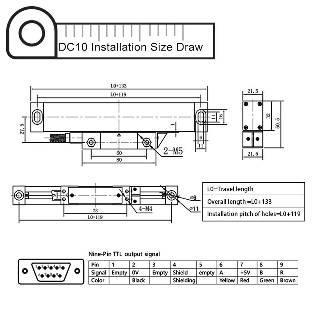 3 Axis DRO Digital Readot for Milling Machine with 3pcs Linear Glass Scale DRO