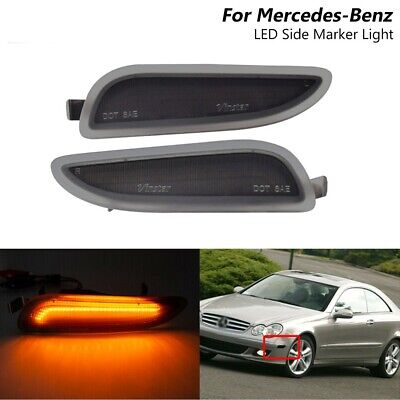 2x Smoked LED Front Side Marker Light For Mercedes Benz W209 CLK-Class 2003-2009