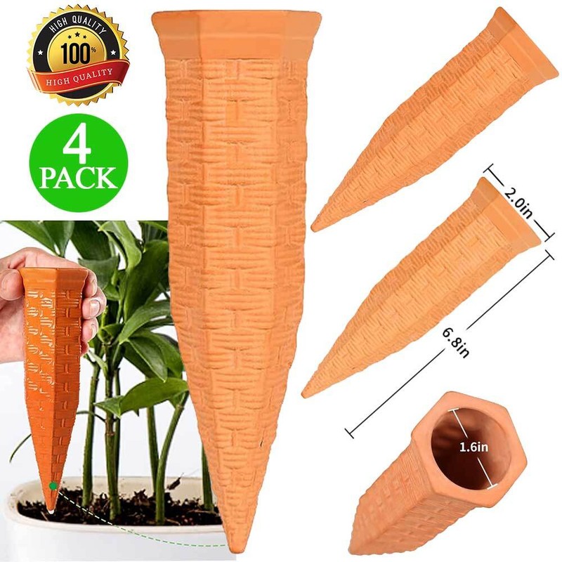 Terracotta Plant Self Watering Stakes Spikes For Plant Pots Estaca Autorriego 4p