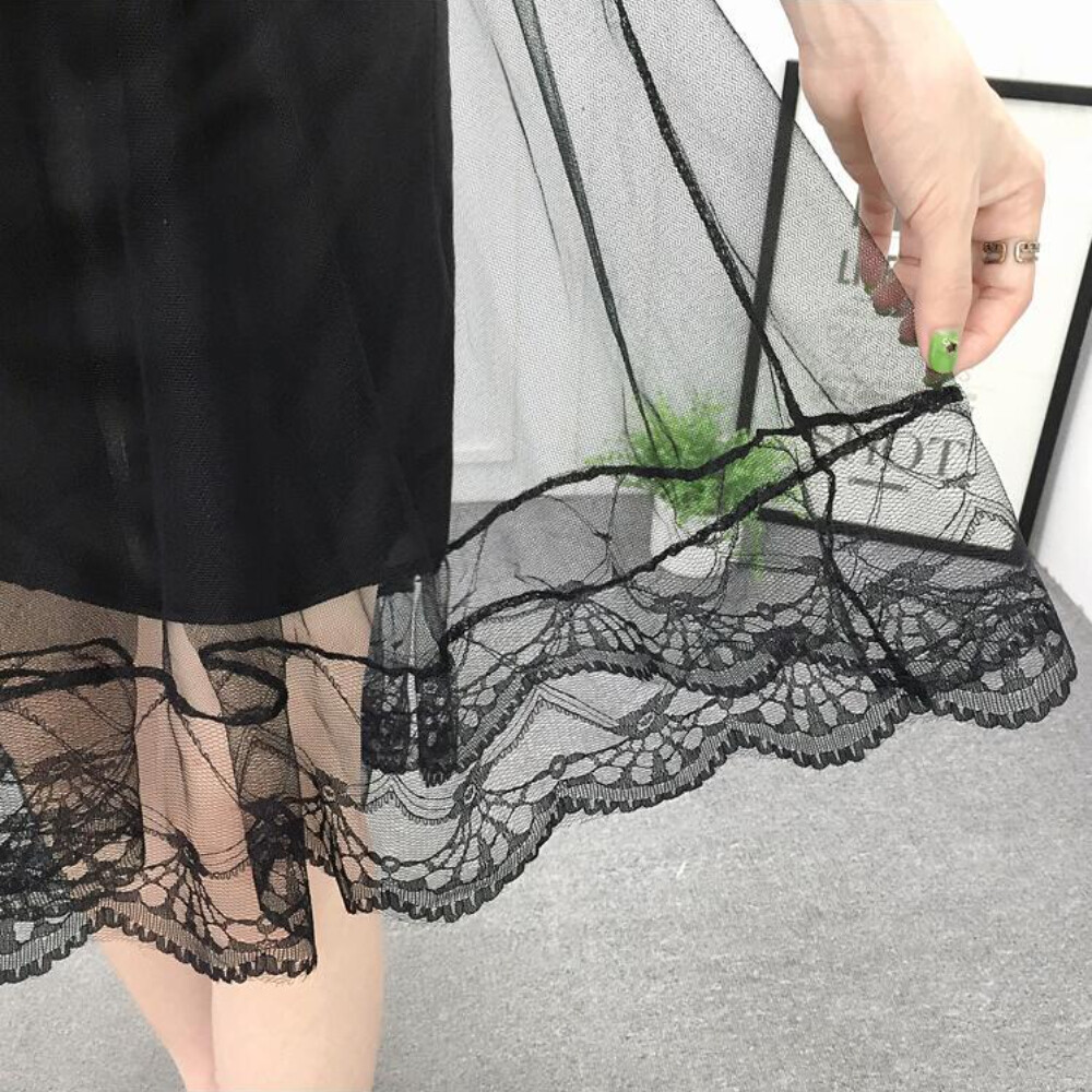 スカート ORR Lace Unbalanced Skirt Lady Mesh Skirt Lace Dovetail Skirt Asymmetrical Embroidery