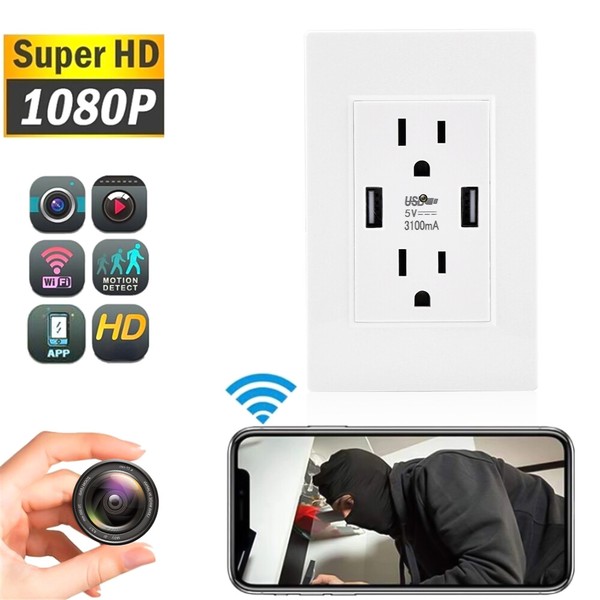 HD hidden camera wall outlet with mobile app.