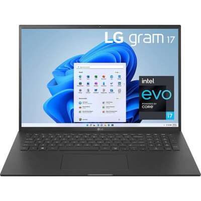 LG gram 17'' Ultra-Slim Laptop, Intel i7-1195G7, 16GB/1TB SSD, Black - Open Box