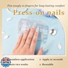 evpct Spring and Summer Press on Nails Medium Almond, Pearl White Blue Fake Nails Press ons 3D Lemon Design, Light Weight Perfectly Fit Fake Nails for Women, Fake Nail Kit with Glue Gel, 24Pcs