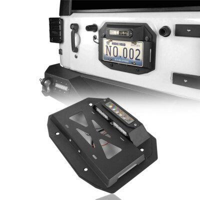 Spare Tire Delete License Plate Relocation w/ Lights Fit Jeep Wrangler JK 07-18