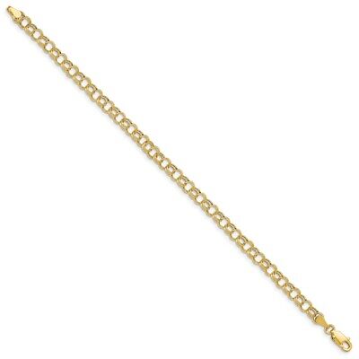 Pre-owned Skyjewelers Real 14k Yellow Gold Hollow Double Link Charm Chain Bracelet; 8 Inch