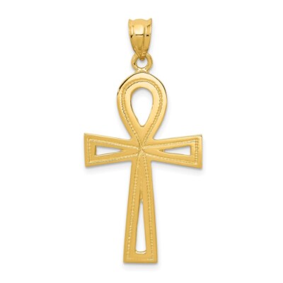 Pre-owned Superdealsforeverything Real 14kt Yellow Gold Ankh Cross Charm