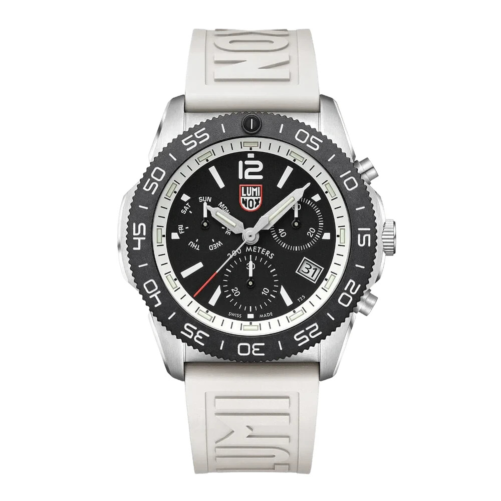 Pre-owned Luminox Pacific Diver Chrono 44mm White Rubber Men's Watch Xs.3141