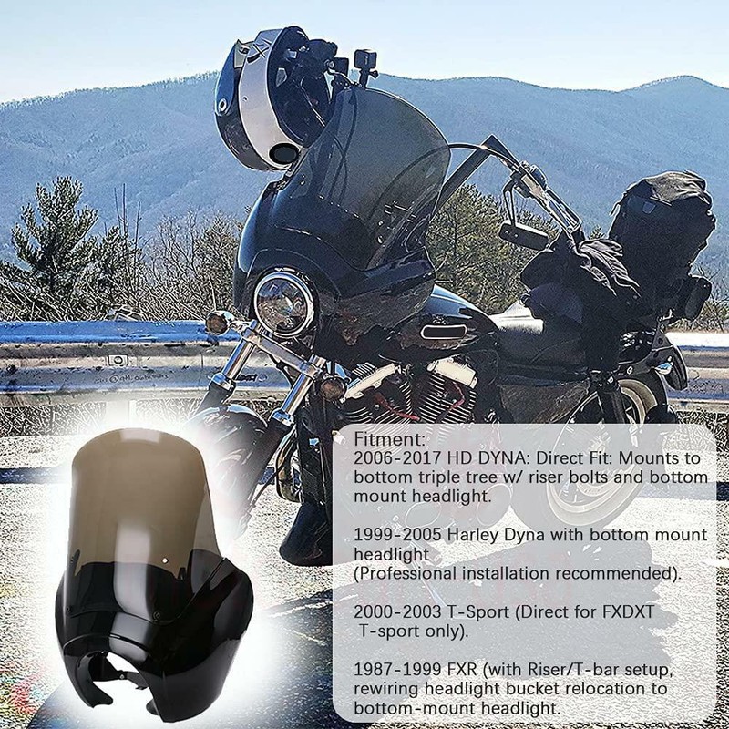 Black Front 15'' Fairing Windshield Windscreen For Harley