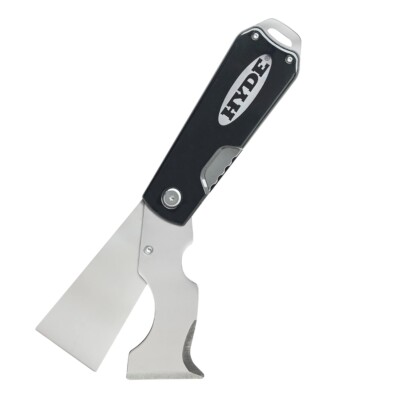 Hyde Dual Blade Folding Painter's Tool Flex 1-1/2'' 5-in-1 Folds Closed, Black