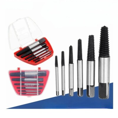 Damaged Screw Extractor Get Out Drill Bits 6 PCS Tool Set Broken Bolt Remover