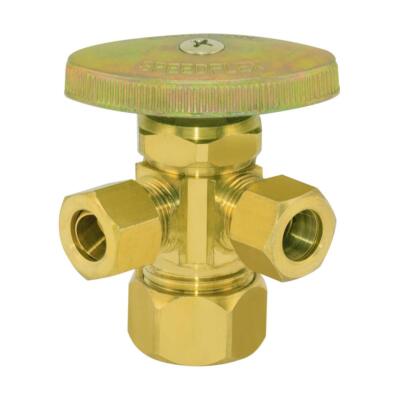 Multi-Turn 3-Way Shut-Off Valve 3/8 Inch OD x 3/8 Inch OD x 5/8 Inch OD Rough...
