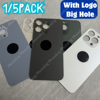 Back Glass Replacement Big Hole Logo For iPhone 11 12 13 14 15 XR Rear Cover Lot