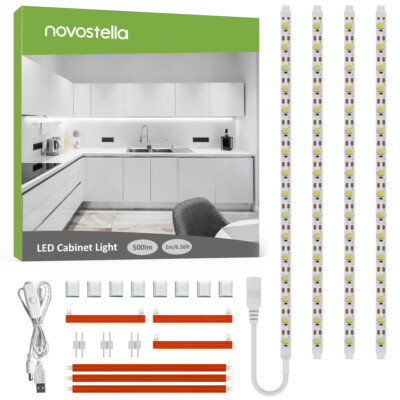 LED Strip Light Kit Warm & Cool White 6.5ft Kitchen Under Cabinet Shelf Showcase