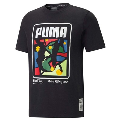 

Puma Harlem Graphic Crew Neck Футболка с коротким рукавом Мужские черные повседневные топы 534494, Черный, Puma Harlem Graphic Crew Neck Short Sleeve T-Shirt
