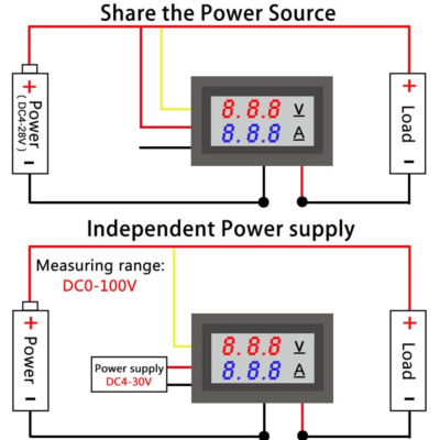 2pcs DC 100V 10A Voltmeter Ammeter LED Dual Volt Amp Meter Voltage Current Gauge