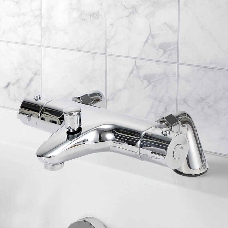 Bathroom Thermostatic Bath Shower Mixer Taps Deck Mounted Chrome Valve