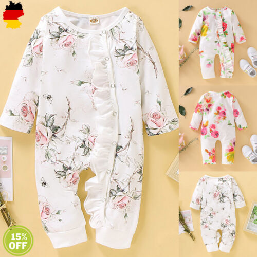 Neugeborene Baby Mädchen Kleidung Blumen Strampler Bodysuit Jumpsuit Playsuit DE