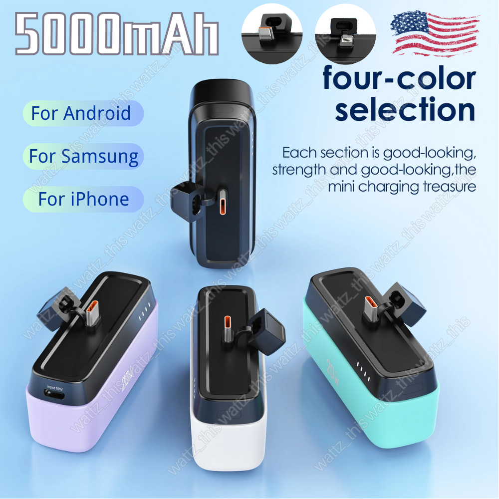 5000mAh Mini Power Bank Portable Fast Charger External Battery For iPhone Type C