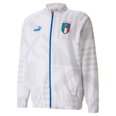 

Puma Italy Away Prematch Full Zip Soccer Jacket Mens White Casual Athletic Outer, Белый, Puma Italy Away Prematch Full Zip Soccer Jacket