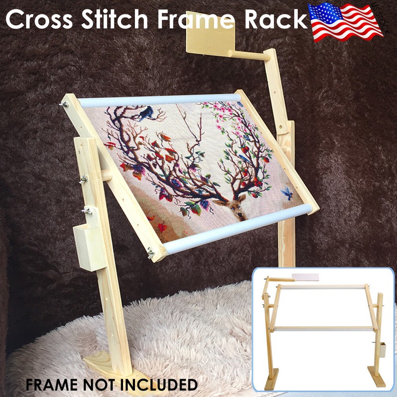Frame Stand Hoop Cross Stitch Sewing Needlework Rack Diy
