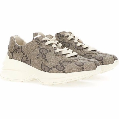 Pre-owned Gucci - Rhyton Lace-up Sneakers In Black