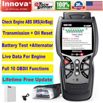 INNOVA 6100P OBD2 Scanner ABS SRS Reset Transmission Code Reader Car Diagnostic