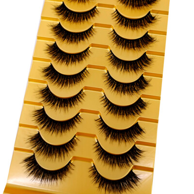 10 3D Handmade Fake Eyelashes Natural Long Wispy Makeup False Lashes Faux Mink