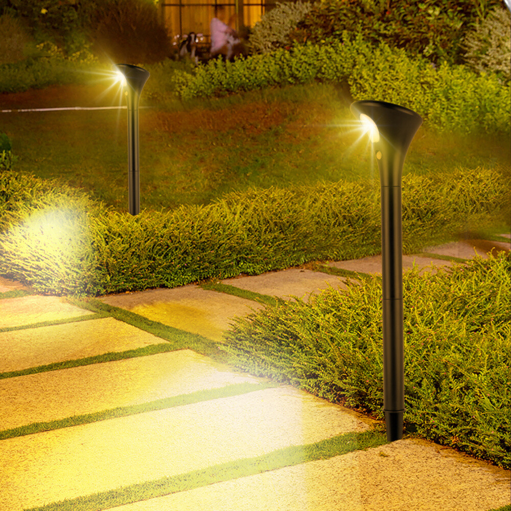 2x LED Solarlampe Solarleuchte Gartenbeleuchtung Outdoor mit Spike kaltweiß DHL
