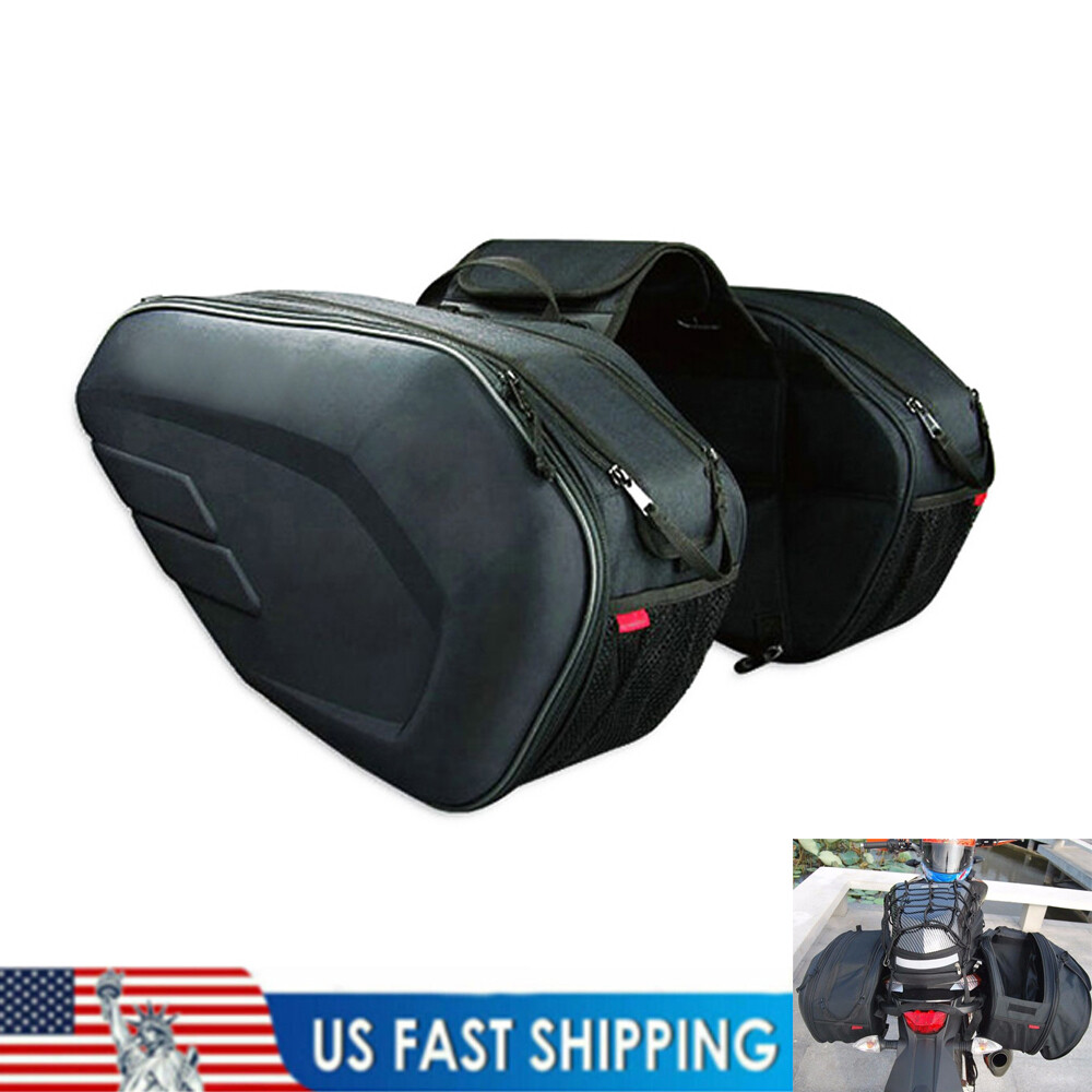 2PCS Motorcycle Saddle Bag Helmet Bag Pannier Storage Bag Seat Tool Bag 36-58L