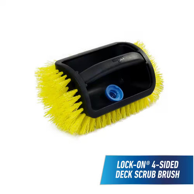 Professional 4-Sided Outdoor Scrub Brush   Compatible with Threaded Poles, Decks