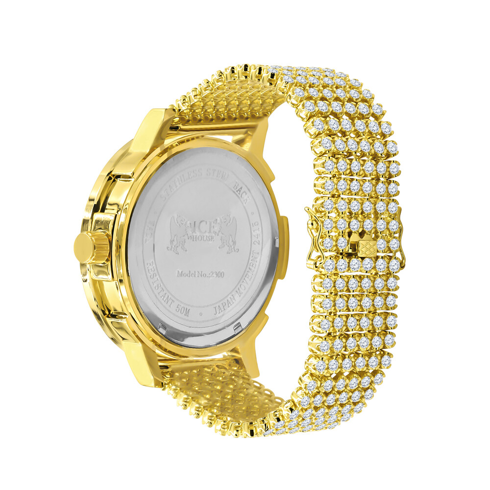 Pre-owned Ice House Rainbow Multi Tone Prong Set Custom Roman Numeral Big Xl 55mm Men's Custom Watch