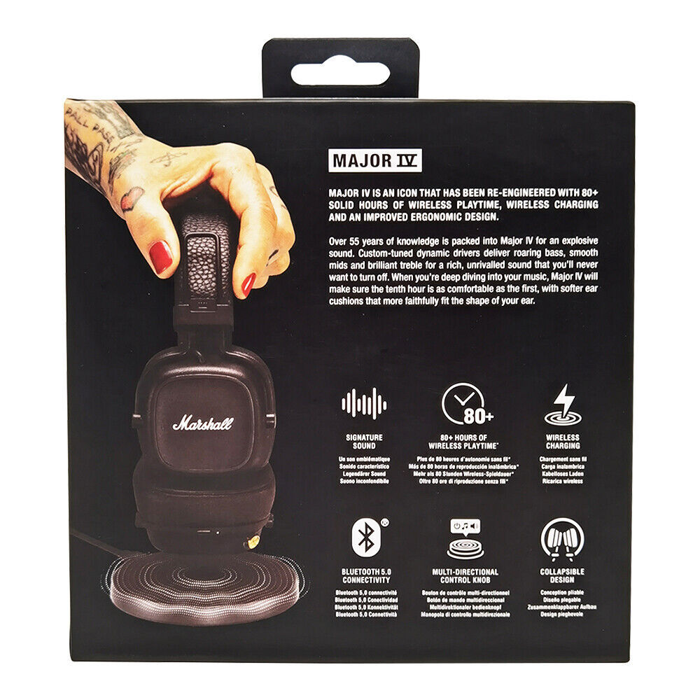 New Mārshall - Major IV Bluetooth Headphone with wireless charging Black/Brown