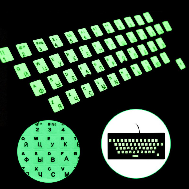 Arabic Spanish Alphabet Layout Protective Film Luminous Keyboard Stickers
