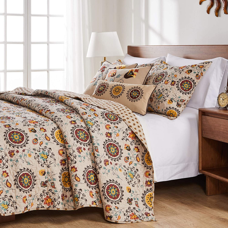 Greenland Home 3-Piece Andorra Quilt Set, Full/Queen (3 Piece), Multicolor