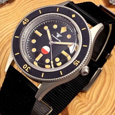 Swim 200m 40MM Black Dial Vintage Watch Mens NH35A Mechanical Bow Sapphire Glass