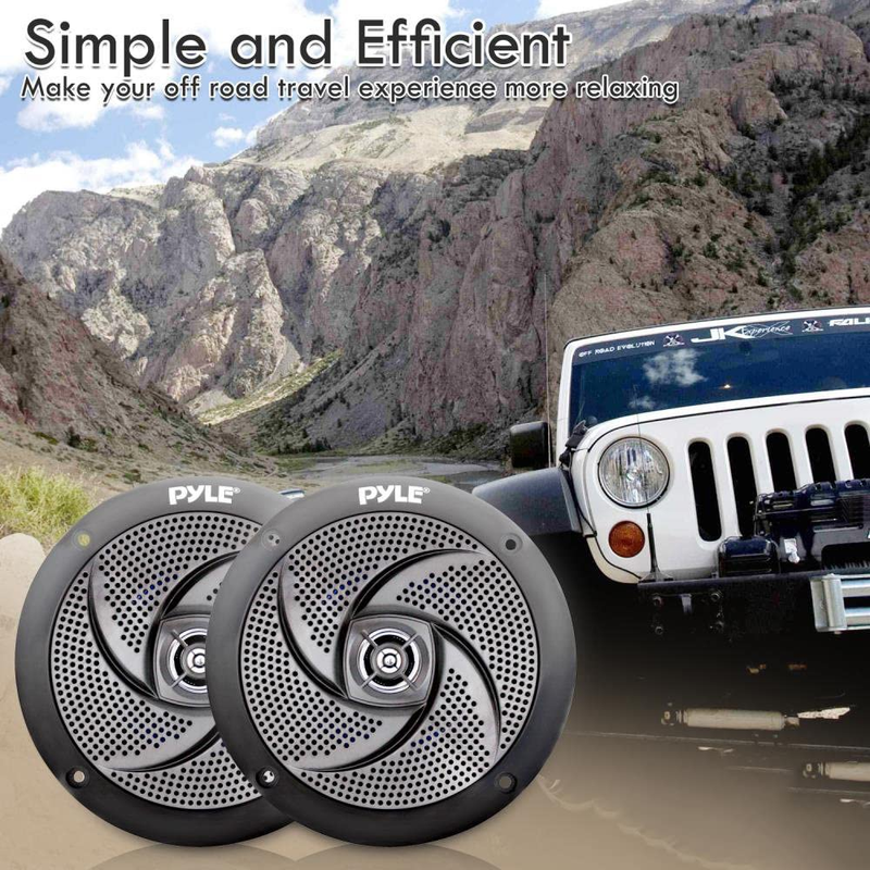Pyle Marine Speakers - 5.25" Inch Low Profile Slim Style Waterproof Wakeboard To