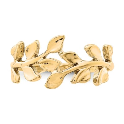 Pre-owned Superdealsforeverything Real 14kt Yellow Gold Polished Leaf Ring S:7