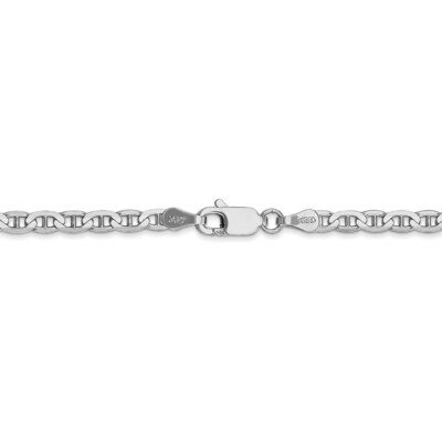 Pre-owned Superdealsforeverything Real 14kt White Gold 8 Inch 3mm Concave Anchor With Lobster Clasp Chain Bracelet