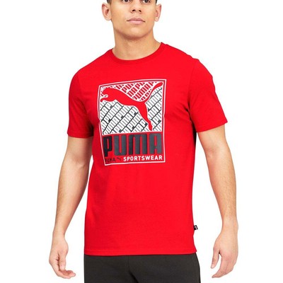 

Puma Crosswise Graphic Crew Neck Short Sleeve TShirt Mens Size  Casual Tops 6, Красный, Puma Crosswise Graphic Crew Neck Short Sleeve TShirt