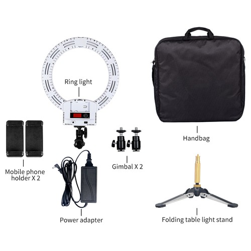 12INCH Dimmable LED Ring Light Continuous Photo Video Kit with Mini Tripod Black