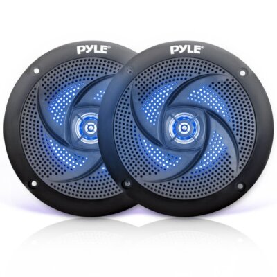 Pyle 5.25'' 180W Low-Profile Marine Speakers w/ LED Lights & Waterproof PLMRS53BL