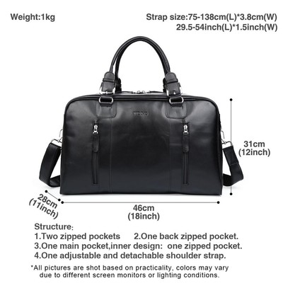 TIDING BLACK MENS LARGE SOFT NAPPA LEATHER DUFFLE GYM SHOULDER TRAVEL BAGS SHOULDER BAG