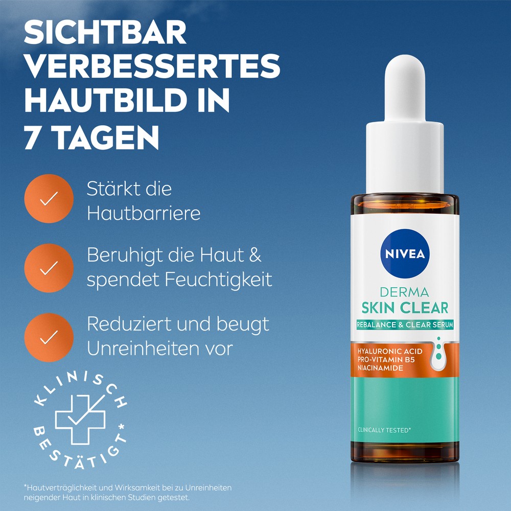 NIVEA DERMA SKIN CLEAR Routine Mizellenwasser + UV-Fluid + Rebalance Serum 4tlg. - Bild 2 von 10
