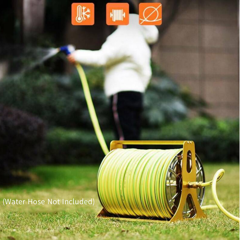 196FT Heavy Duty Garden Stainless Steel Hose Reel Cart Storage Water Hose Holder