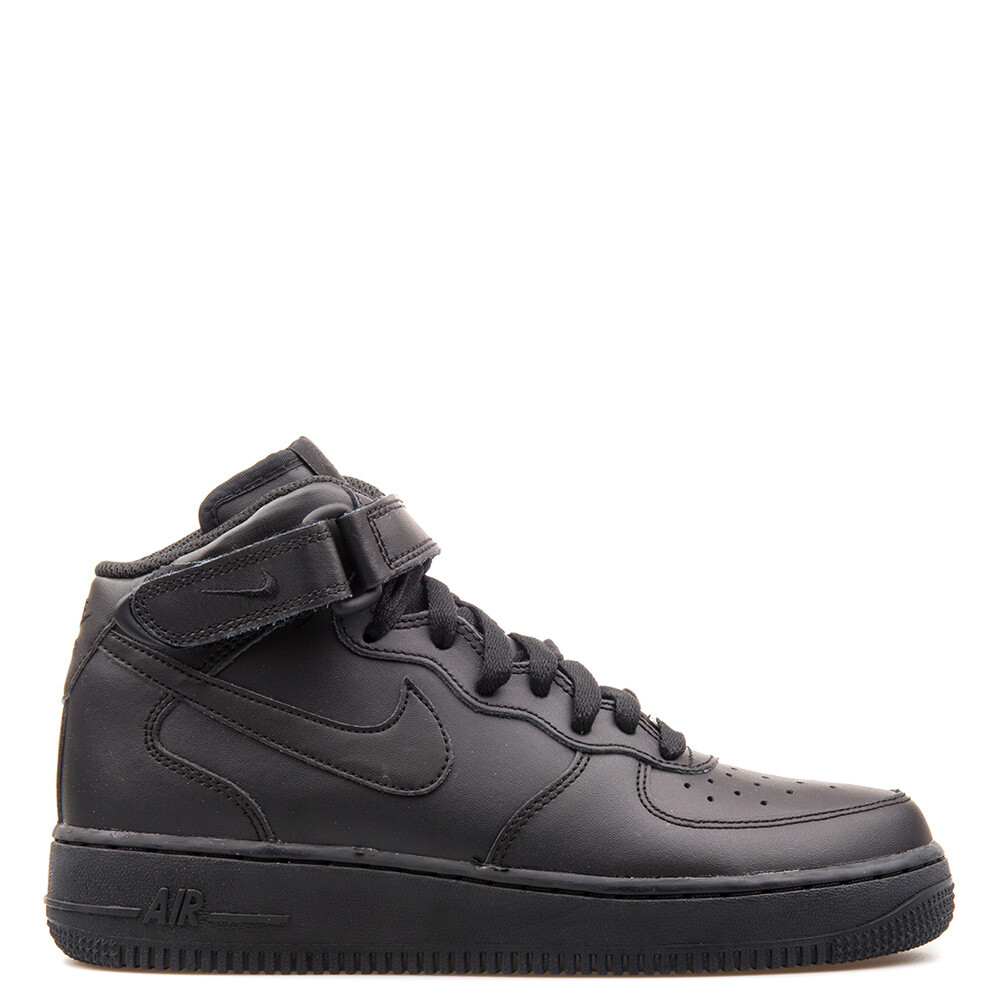 Женские кроссовки Nike Air Force 1 One Mid GS Triple Black Leather 314195-004, размер 4Y = 5,5