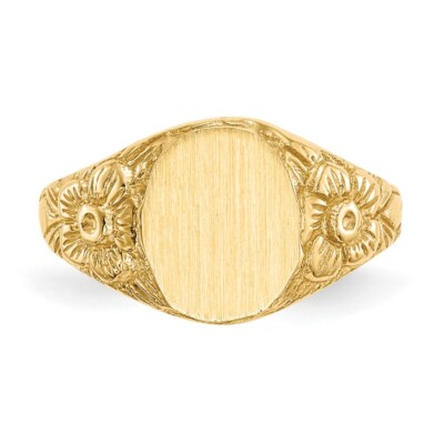 Pre-owned Superdealsforeverything Real 14kt Yellow Gold 10.0x8.0mm Closed Back Signet Ring S:6